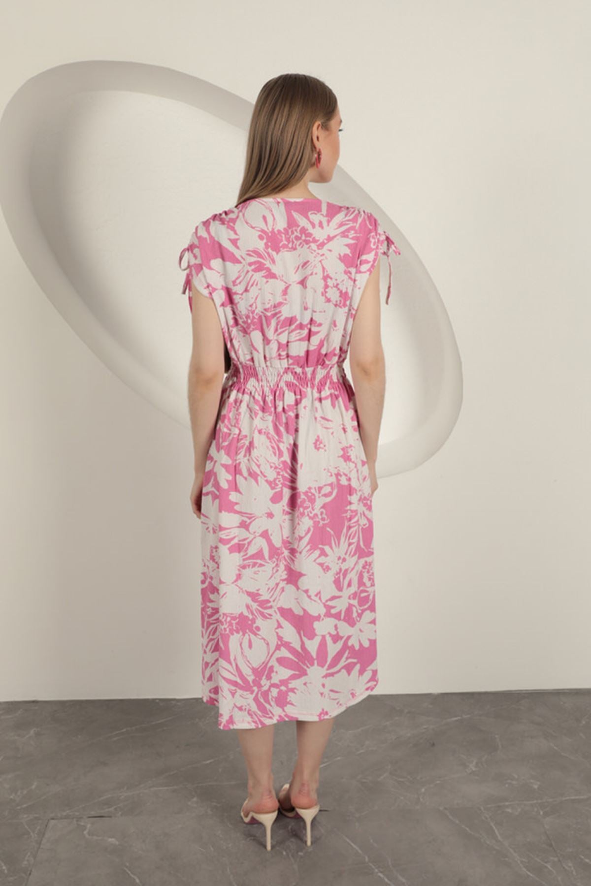 Ruffle Fabric Shoulder Dress - Fuchsia