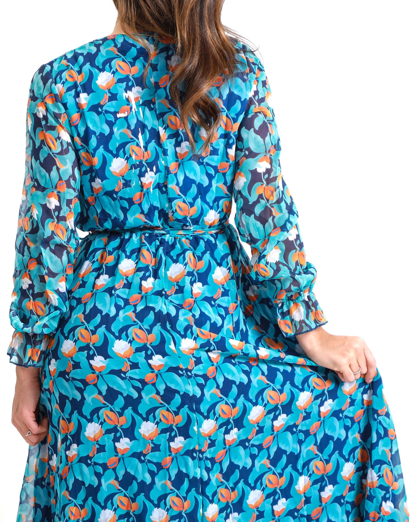 Chiffon Dress - Blue(orange)