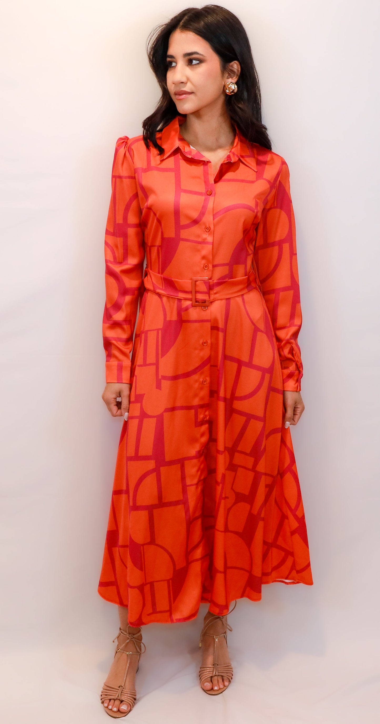 Sophisticated Floral Belted Midi Dress (available in more colors)