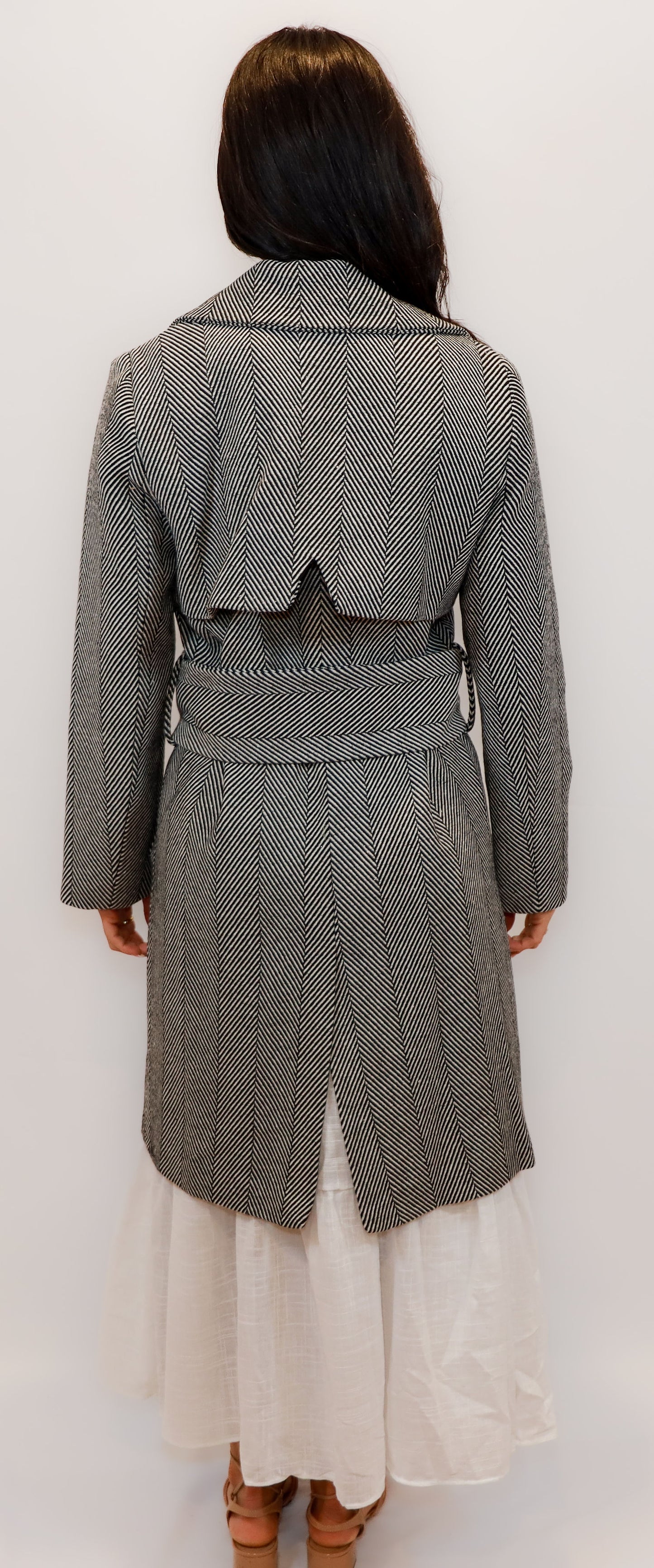 Luxurious Striped Long Coat (available in more colors)