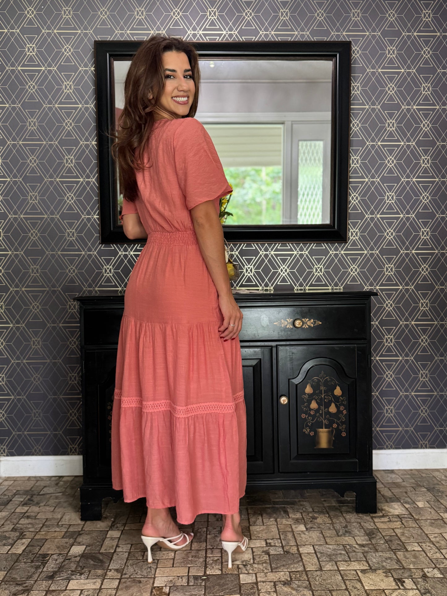 Keyhole Crochet Tier Maxi Dress