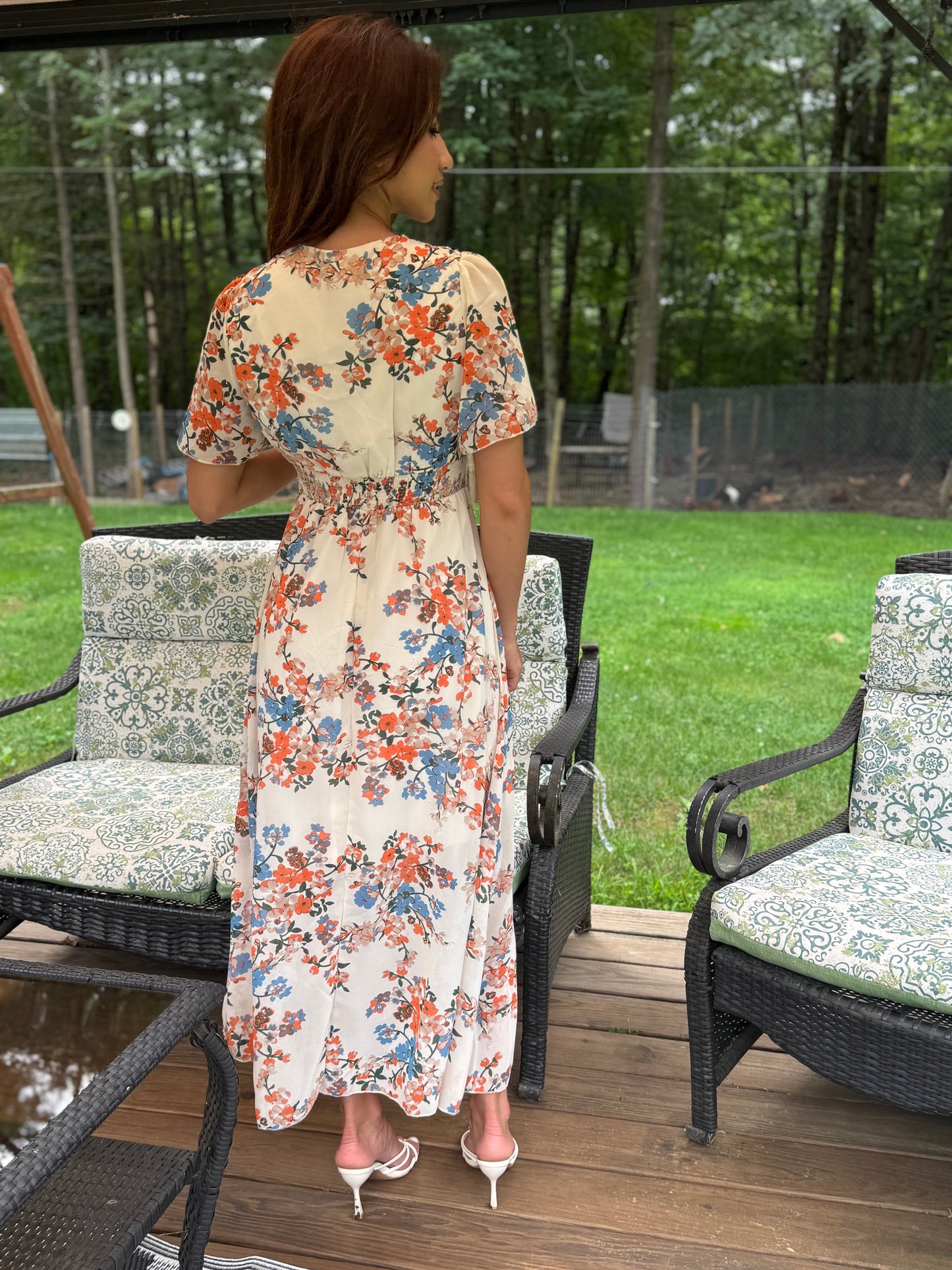 Boho Floral High Waist band (Available in Beige and Navy)