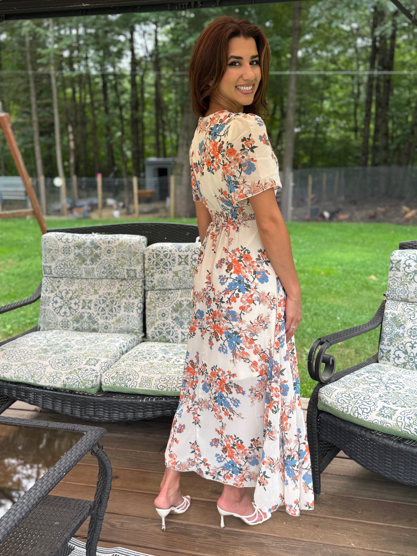 Boho Floral High Waist band (Available in Beige and Navy)
