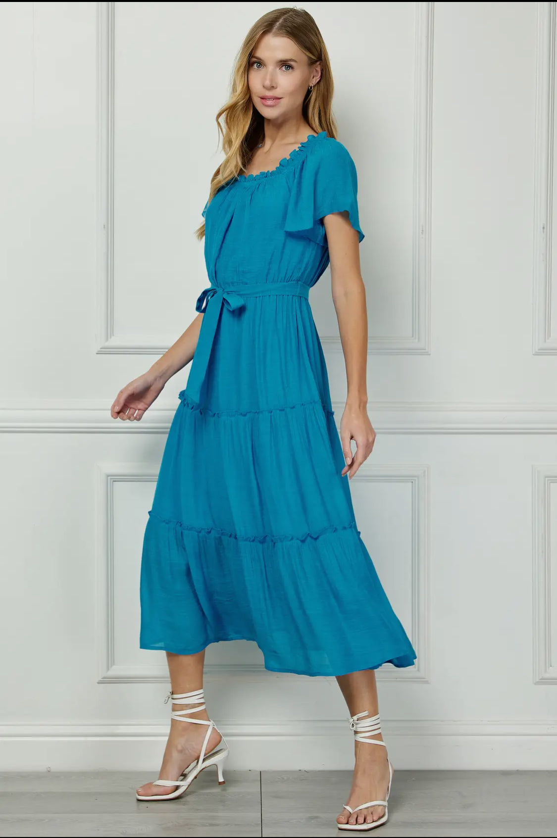 Ruffle Tiered Cropped Maxi with Lining (Available in Dark Green and Blue)