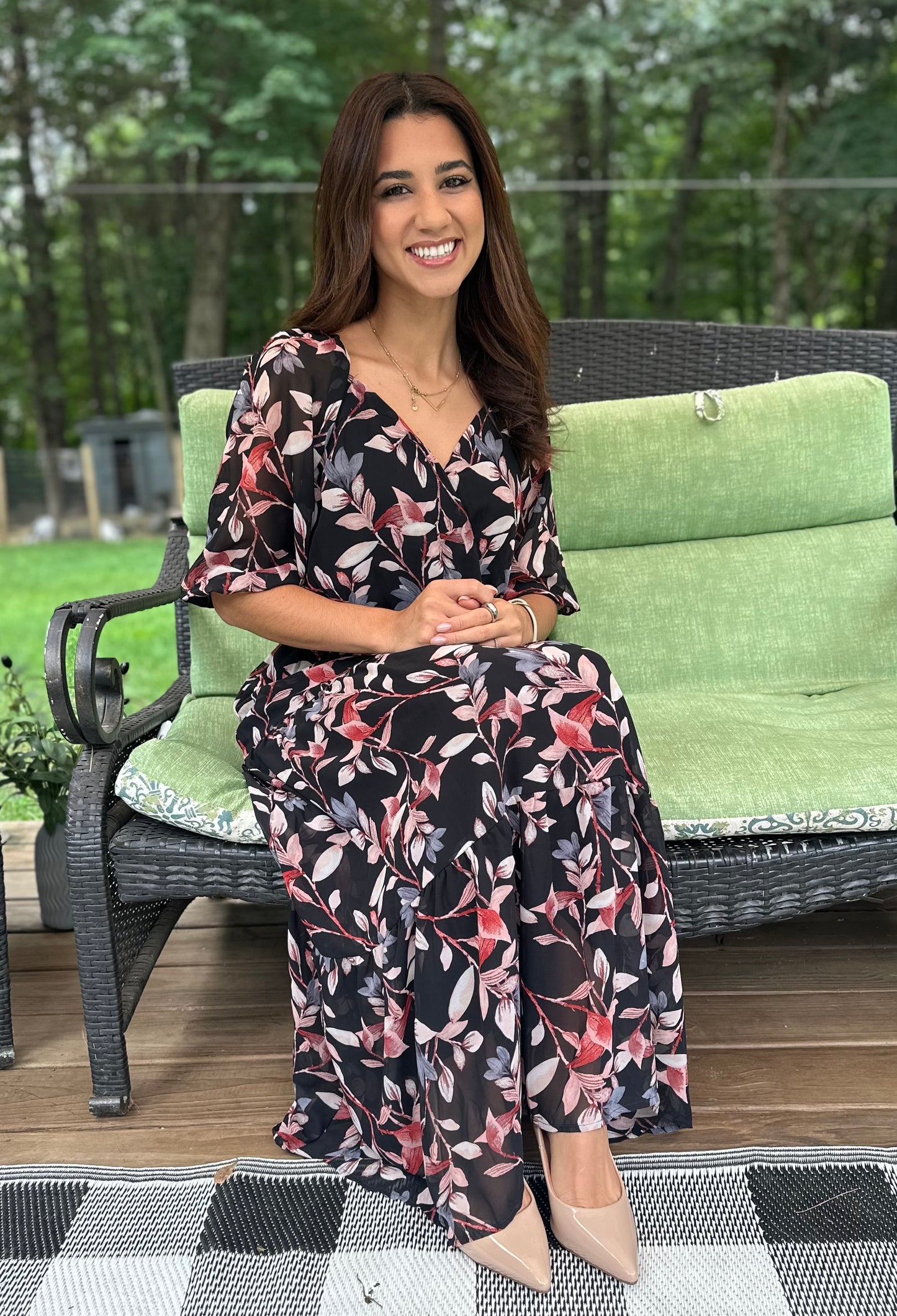 3/4 Surplus Side Tie Ruffle Hem Maxi - Black