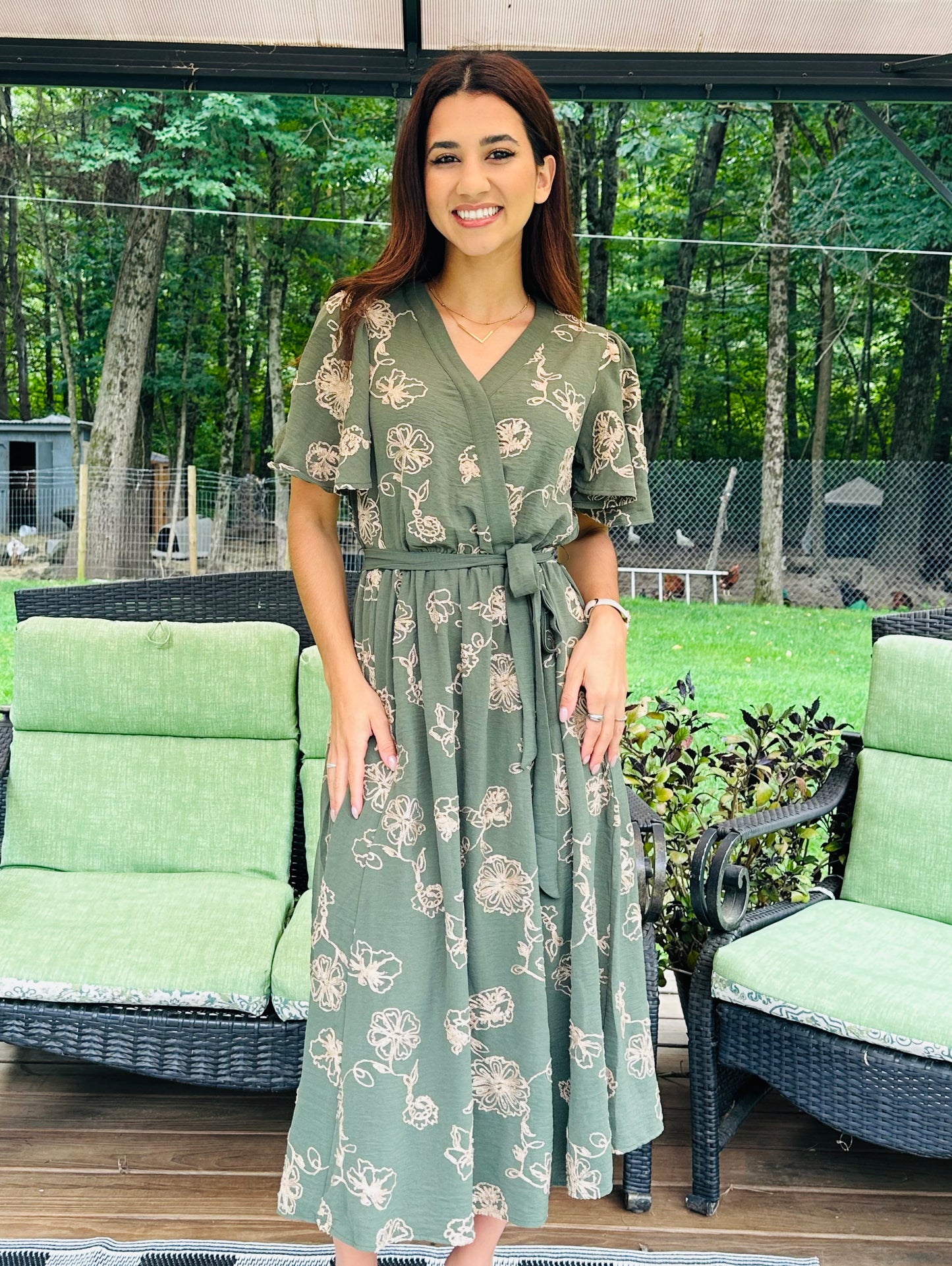Whispering Earth Embroidered Maxi Dress