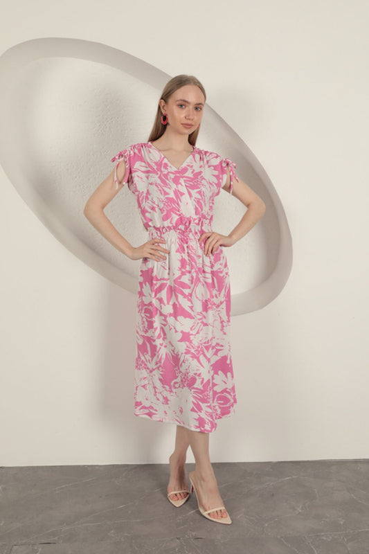 Ruffle Fabric Shoulder Dress - Fuchsia