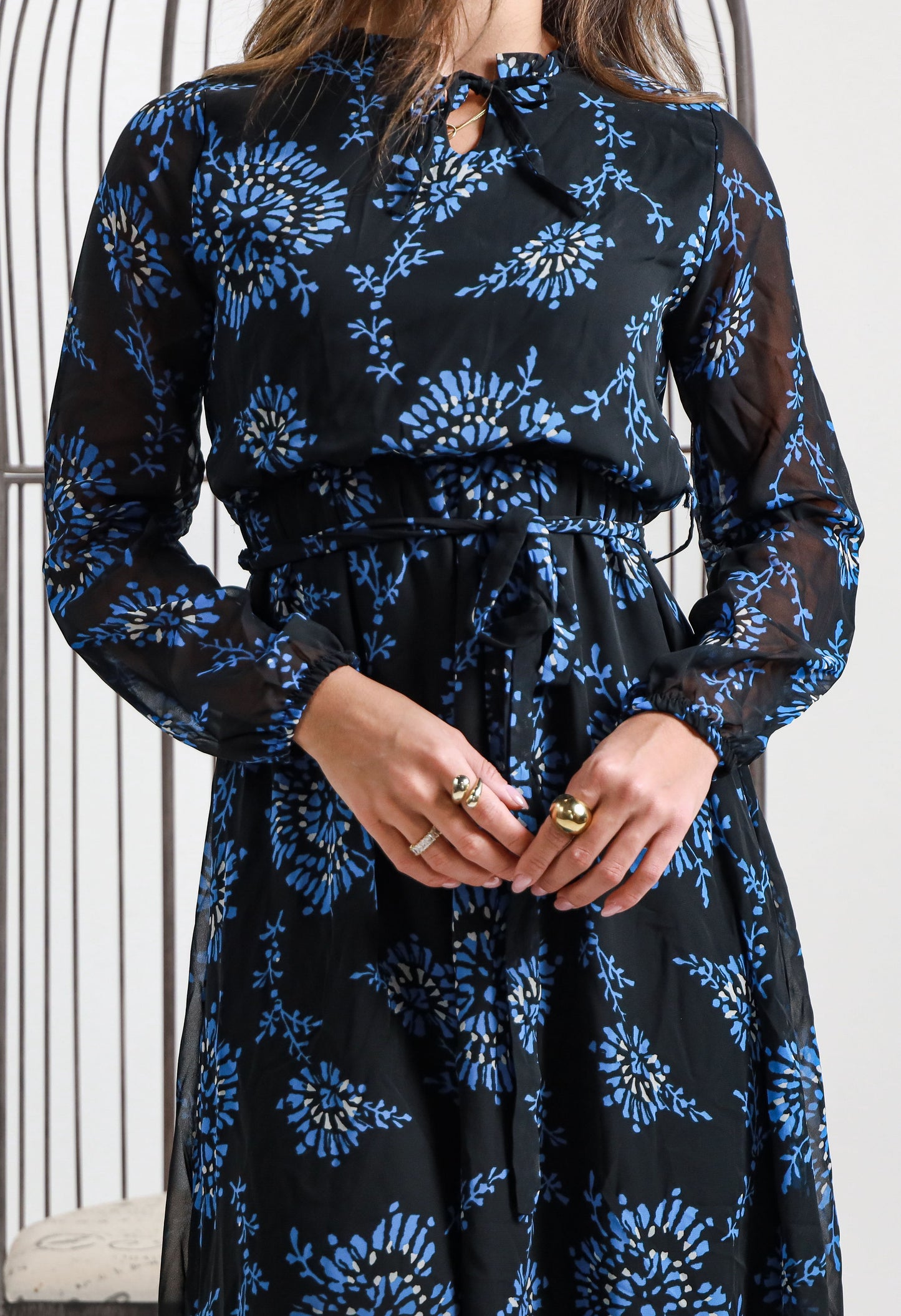 Black Belted Chiffon Dress - Blue Style & Dignity Black Belted Chiffon Dress - Blue Style & Dignity