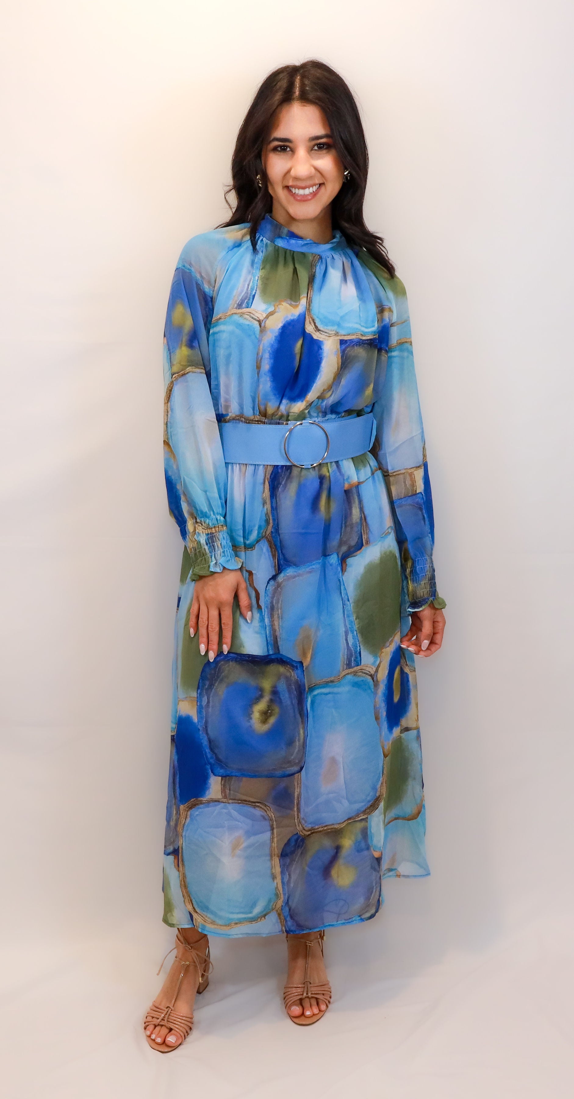 bold blue dress Alessia Sequin Lace-Up Mini Dress main image 1