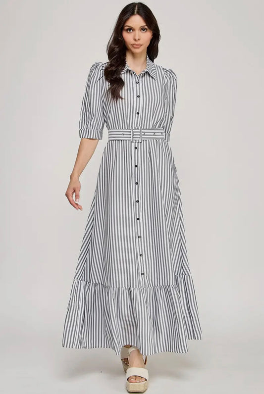 Striped Maxi Dress | BLACK