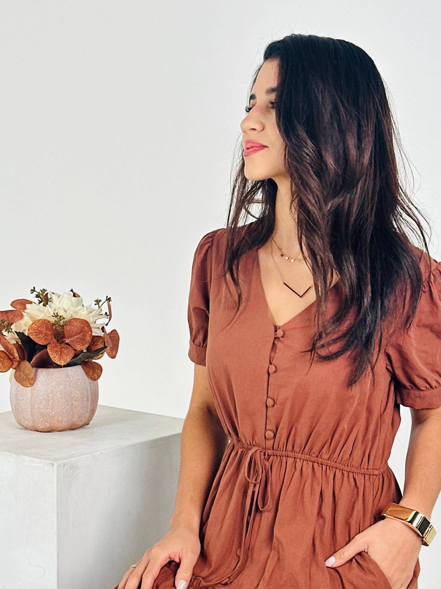 Short Sleeve Ruffle Tiered Maxi Dress - Nutshell