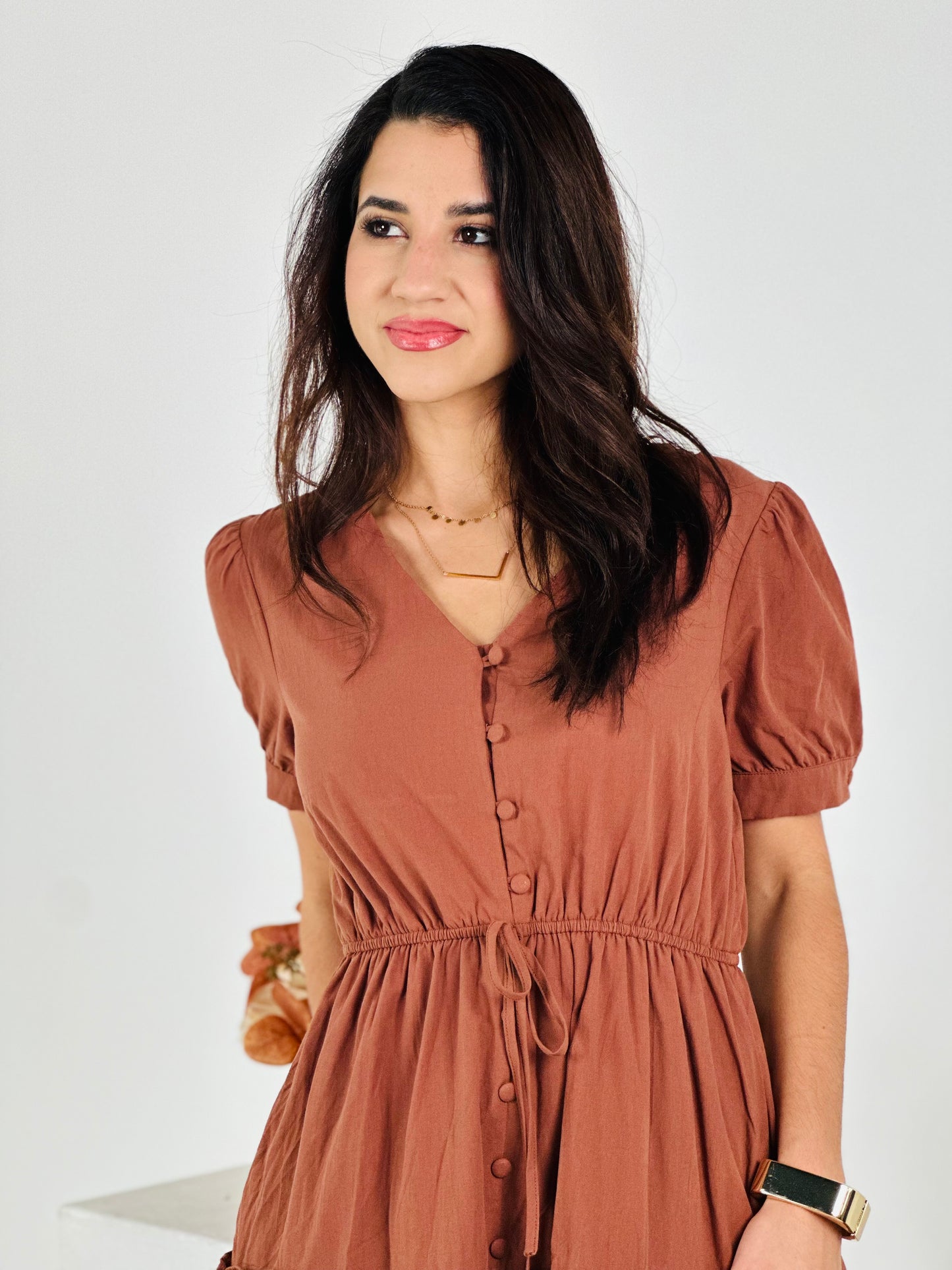 Short Sleeve Ruffle Tiered Maxi Dress - Nutshell