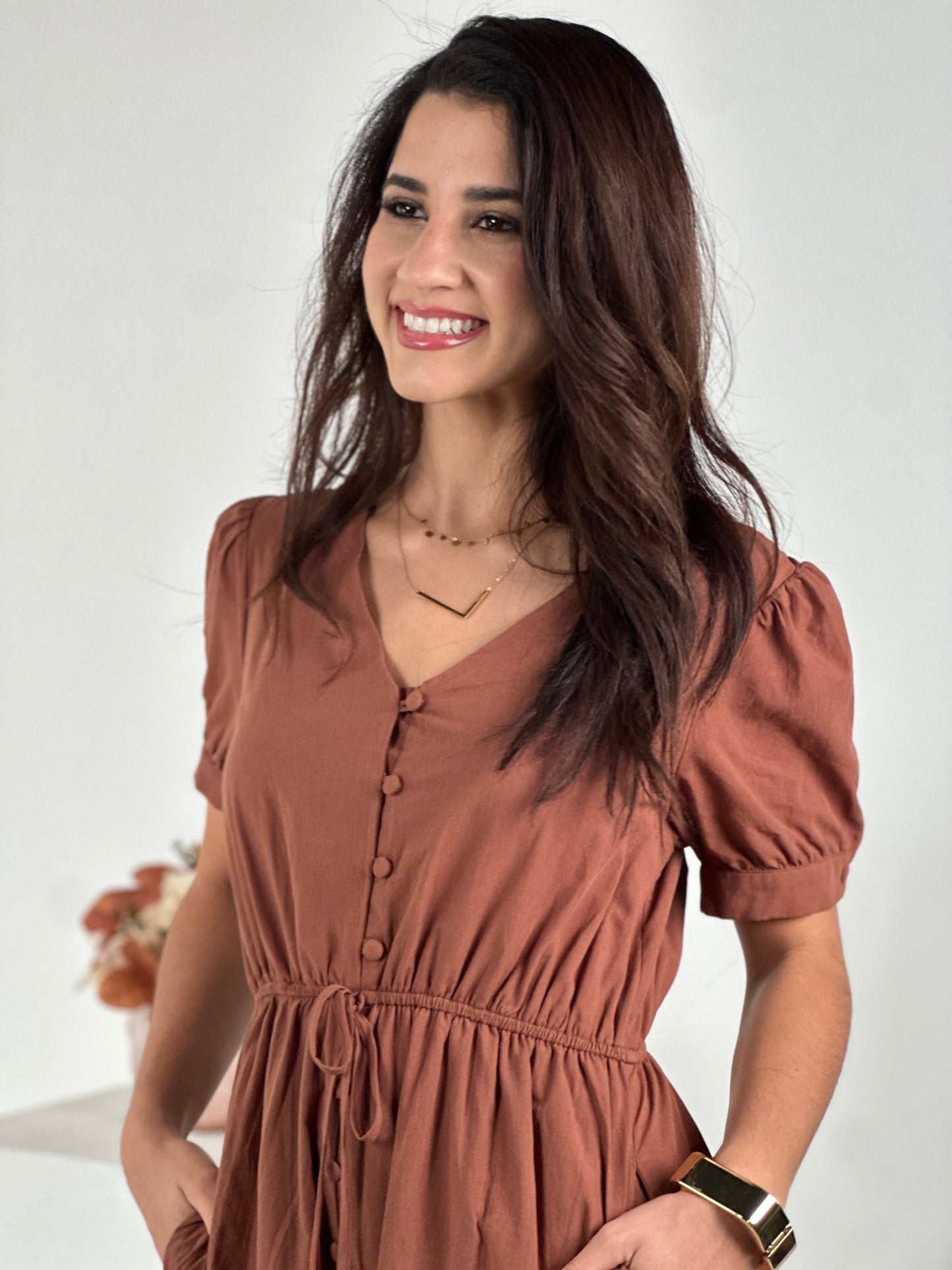 Short Sleeve Ruffle Tiered Maxi Dress - Nutshell