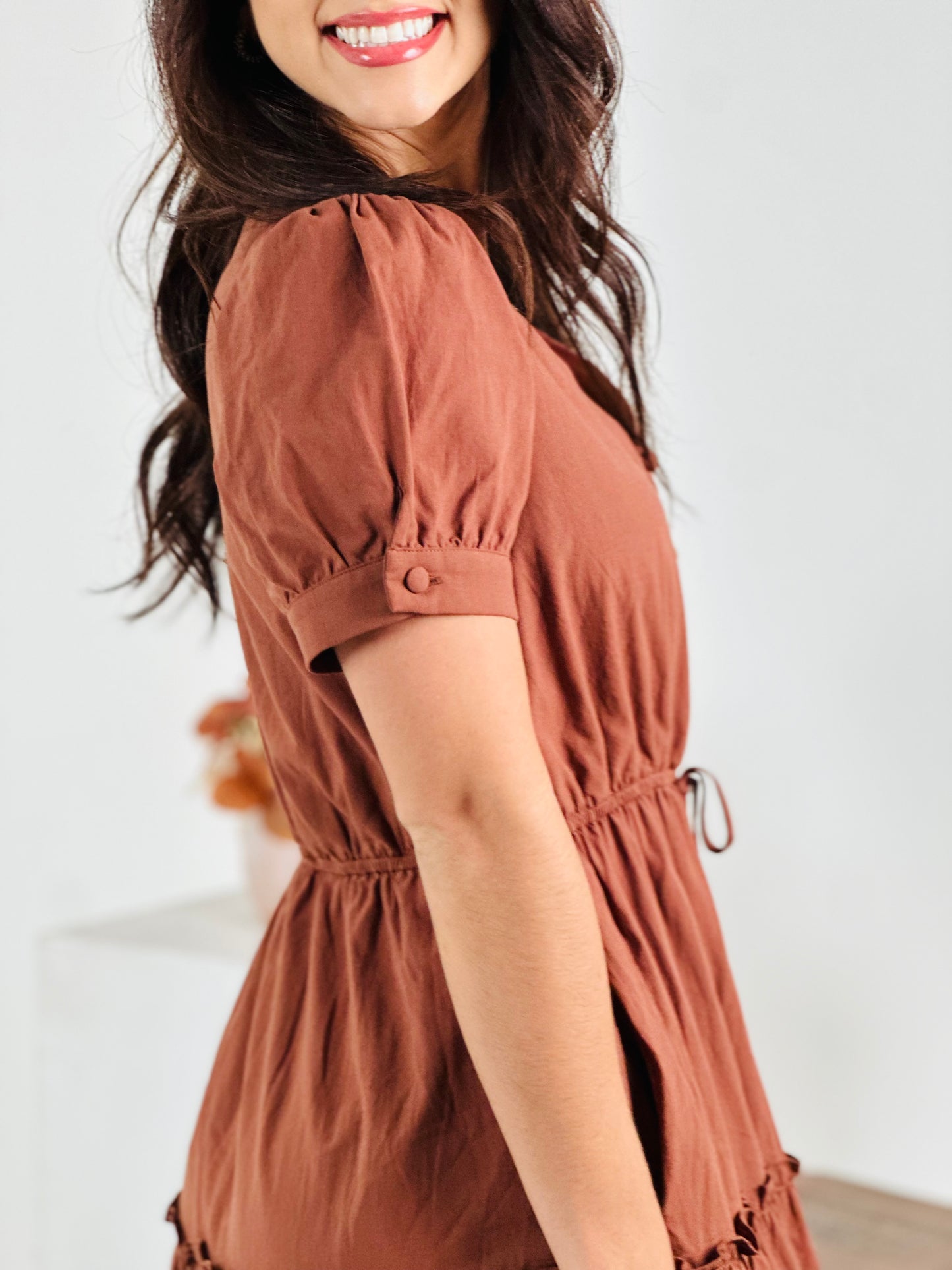 Short Sleeve Ruffle Tiered Maxi Dress - Nutshell