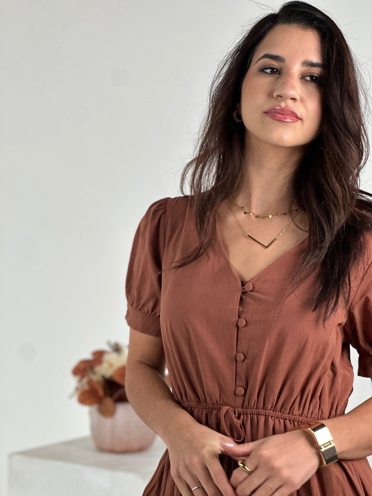 Short Sleeve Ruffle Tiered Maxi Dress - Nutshell