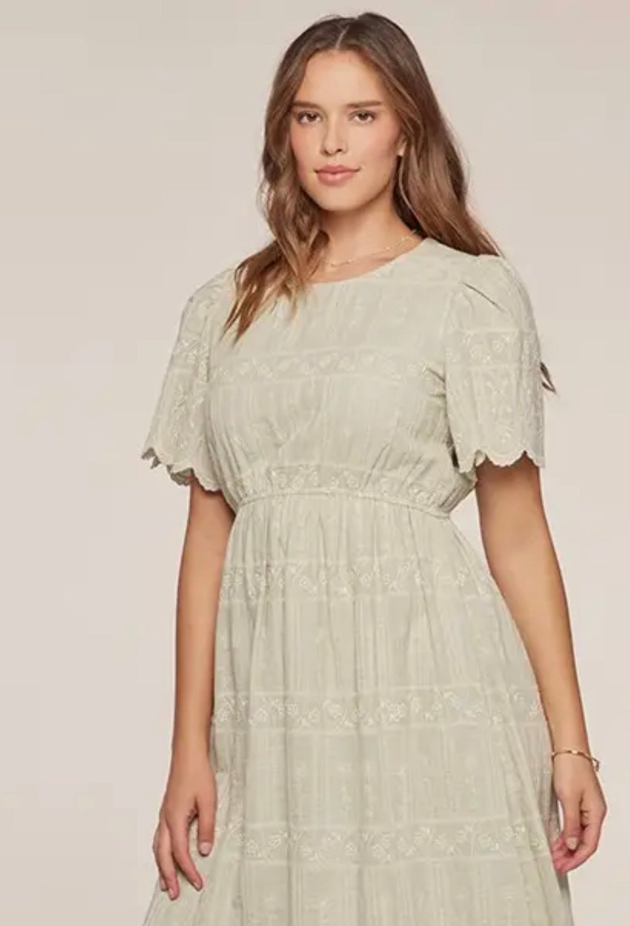 Embroidered Sage Dress - Light Dress