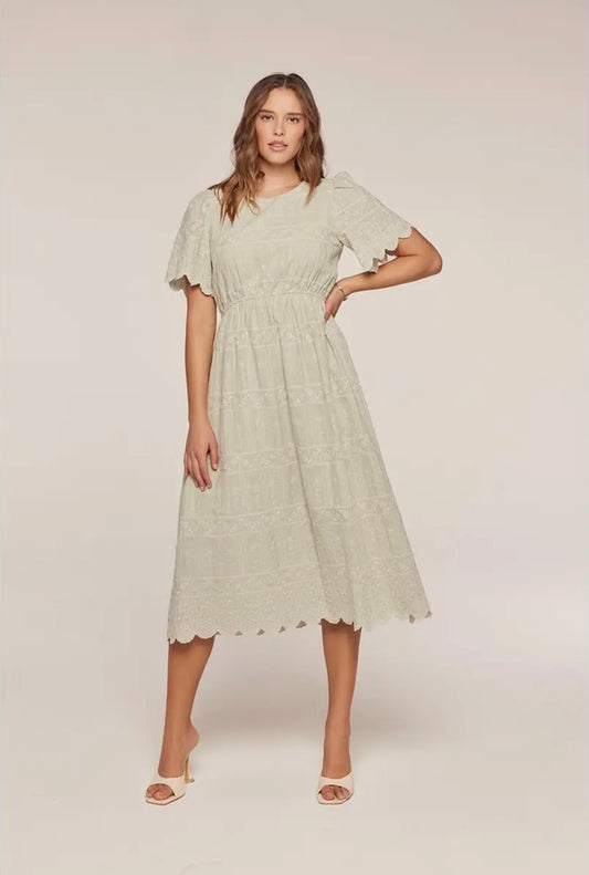 Embroidered Sage Dress - Light Dress