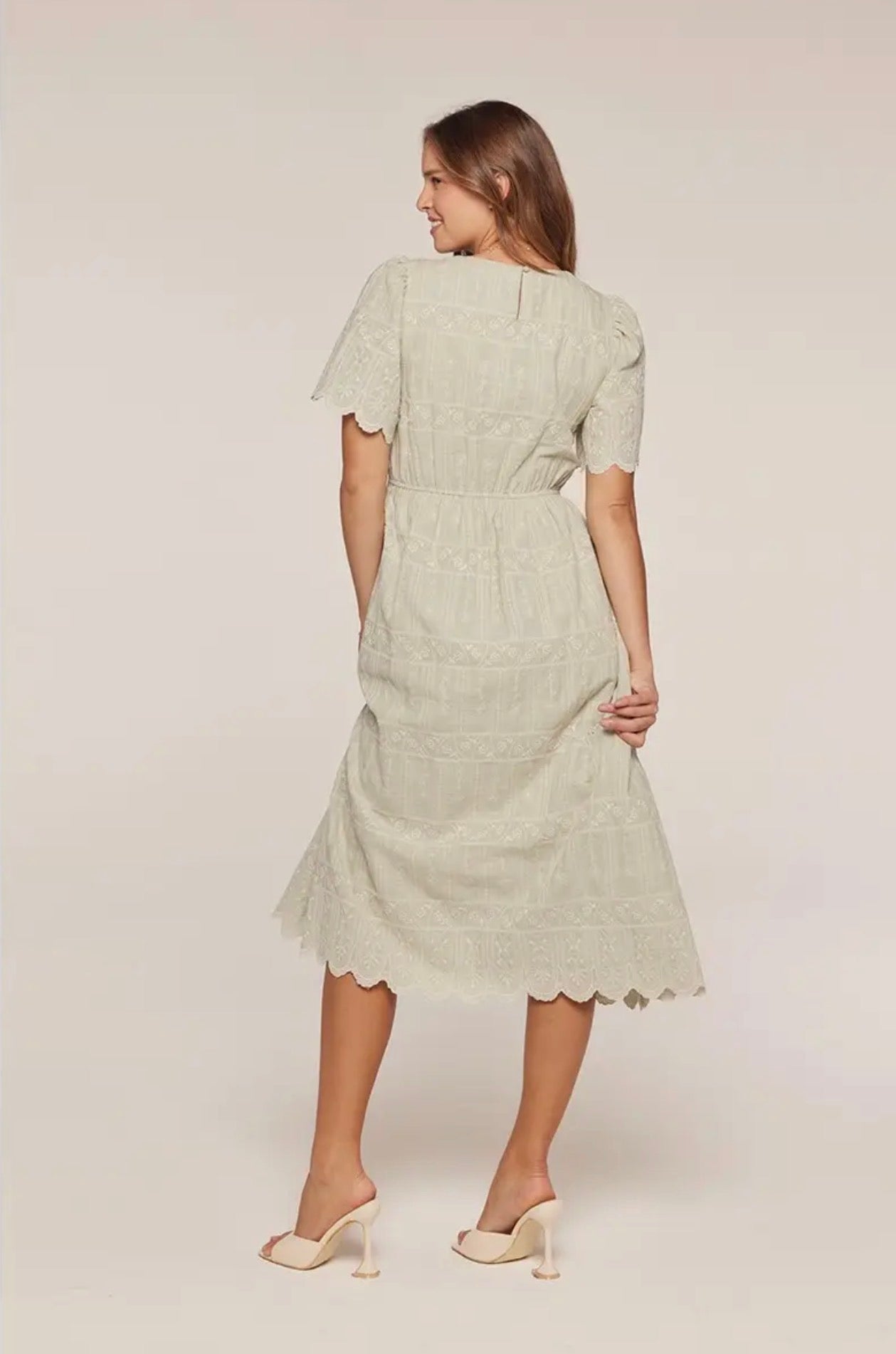 Embroidered Sage Dress - Light Dress