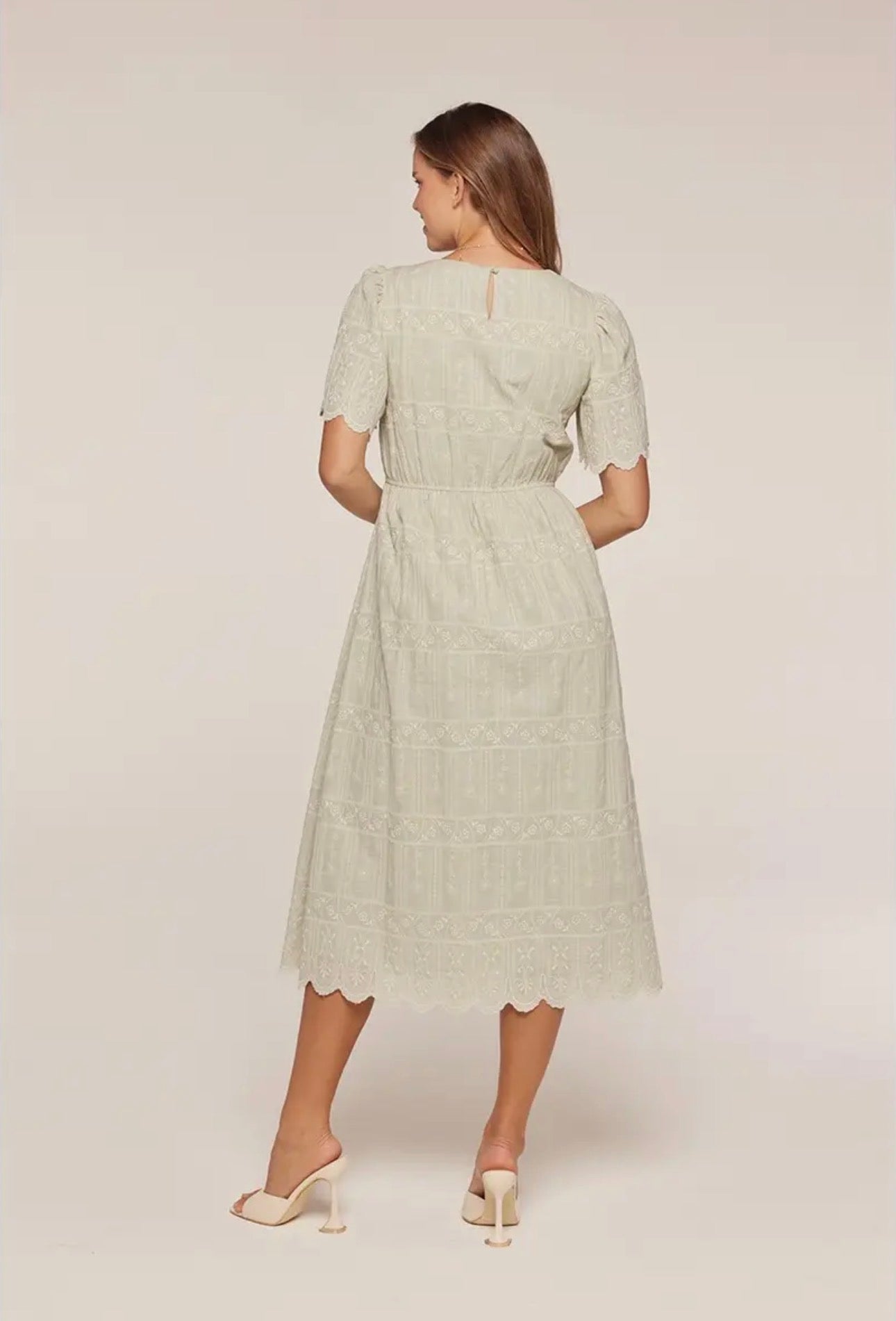Embroidered Sage Dress - Light Dress