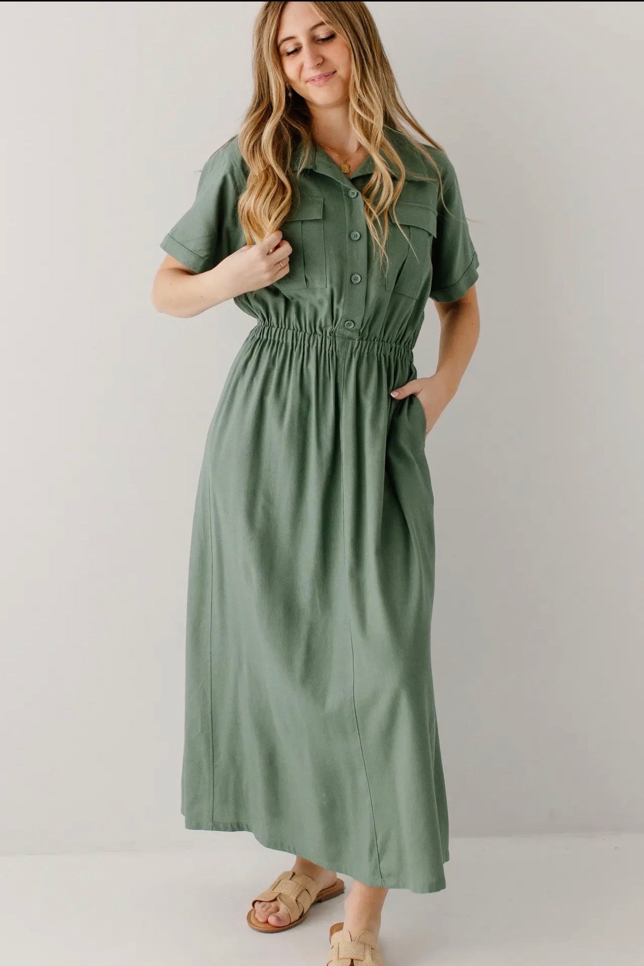 Jo Utility Maxi Dress - Beryl Green