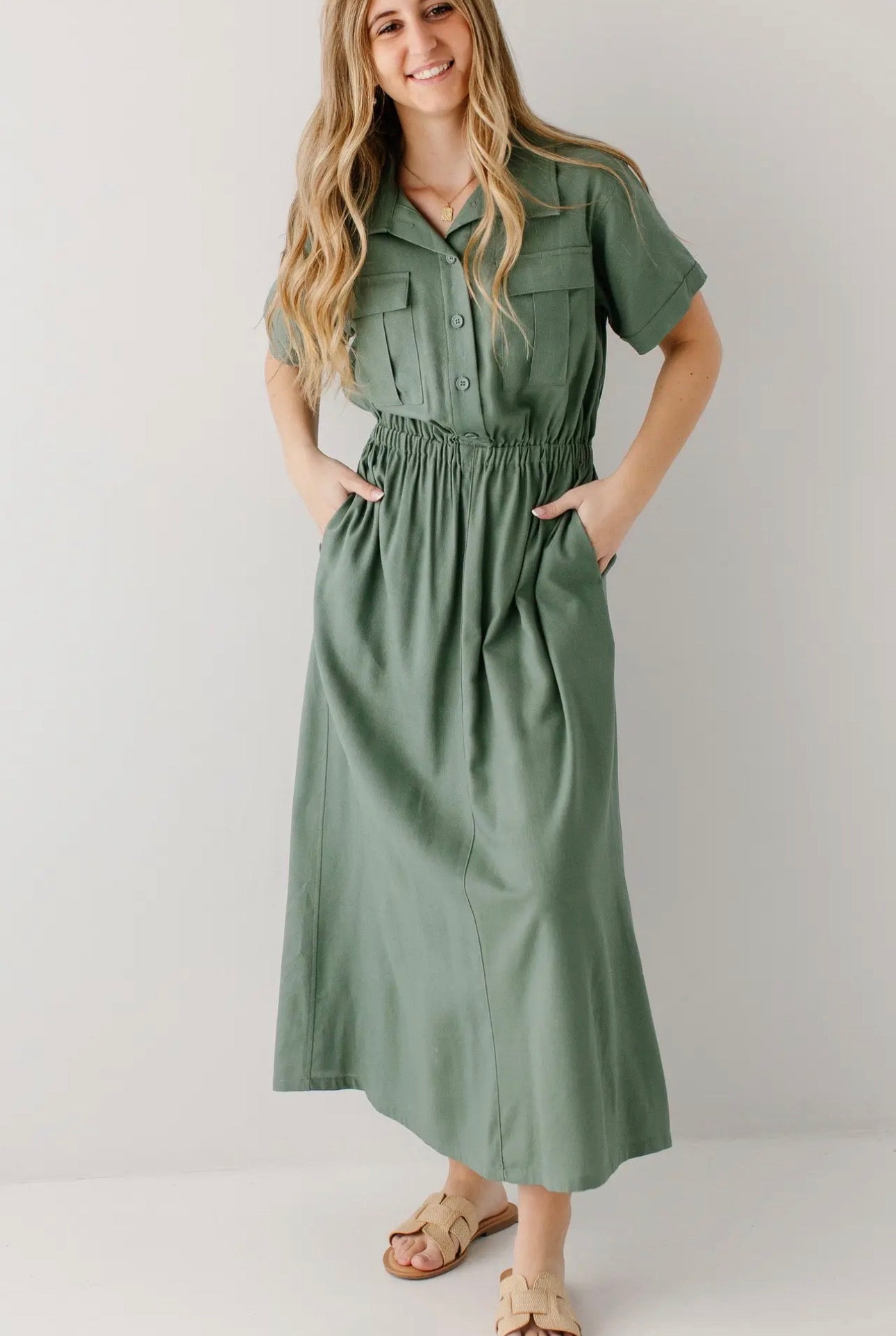 Jo Utility Maxi Dress - Beryl Green