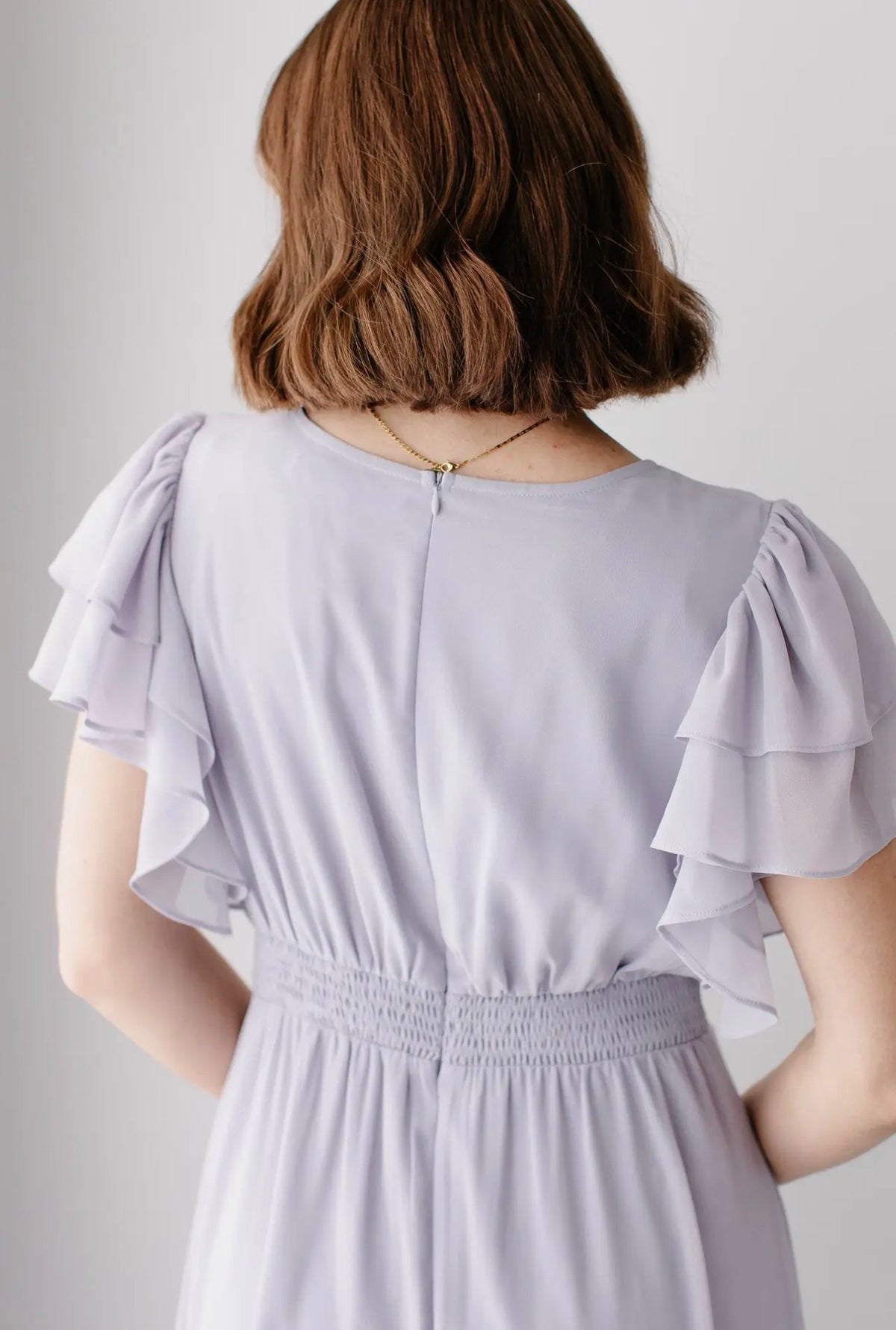 Valencia Flutter Sleeve Maxi Dress - Dusty Lavender