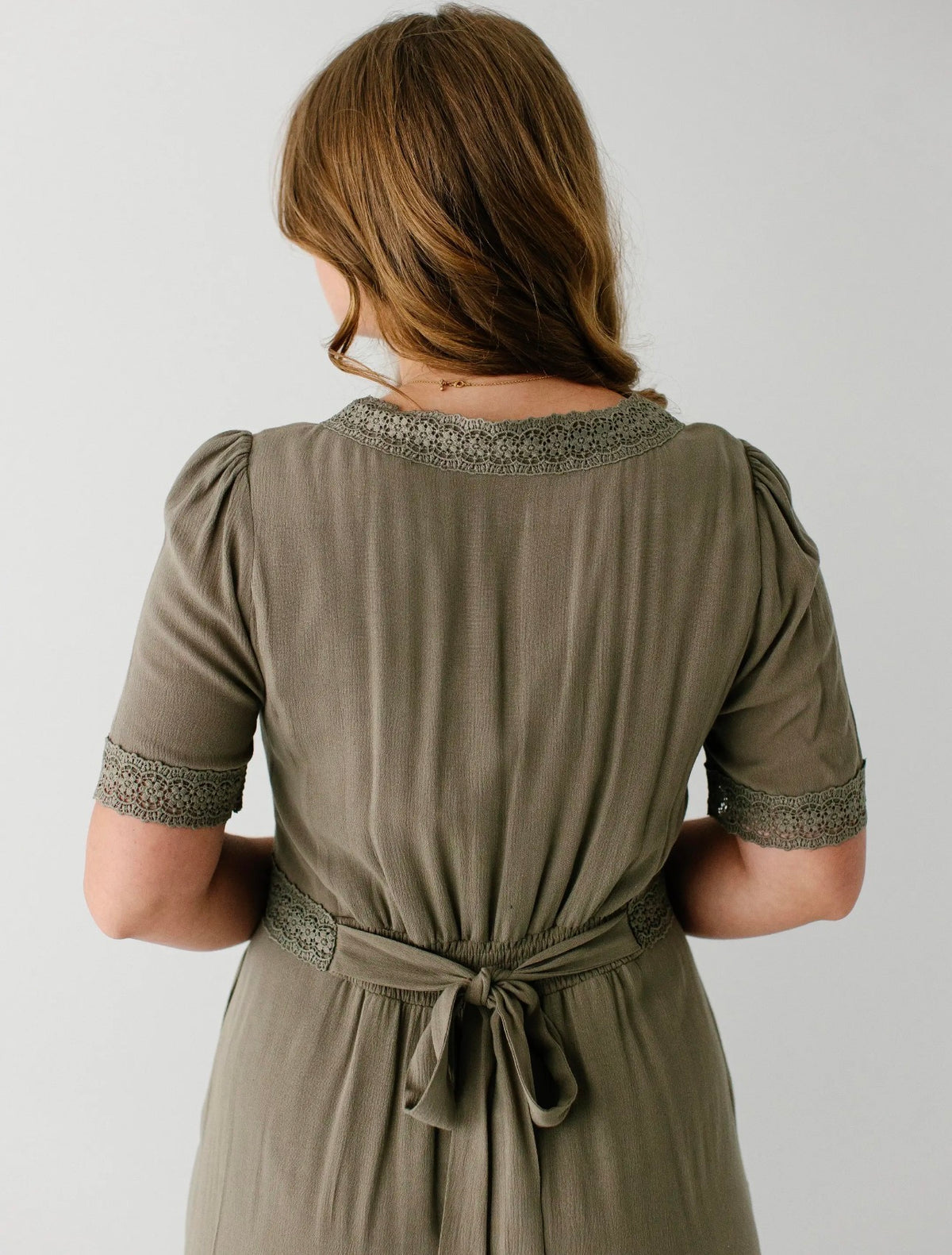 Marigold Lace Detail Maxi Dress - Olive Gray
