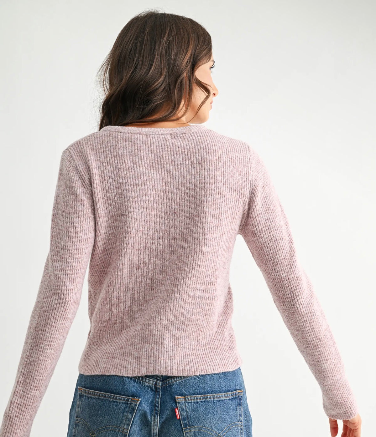 Pearl Button Ribbed Knit Cardigan