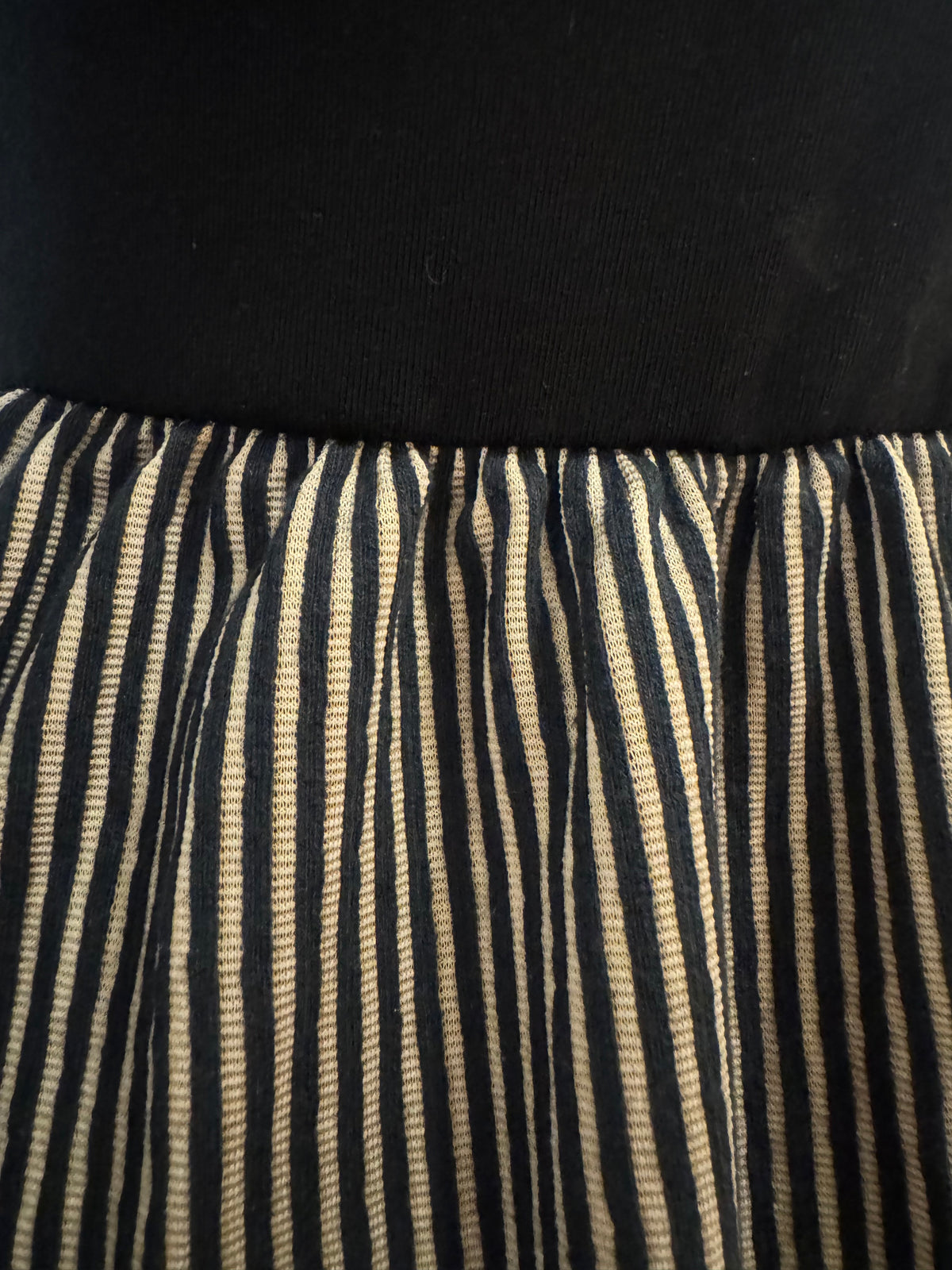 Pleated Midi Dress with Fitted Knit long sleeve Top -  Black