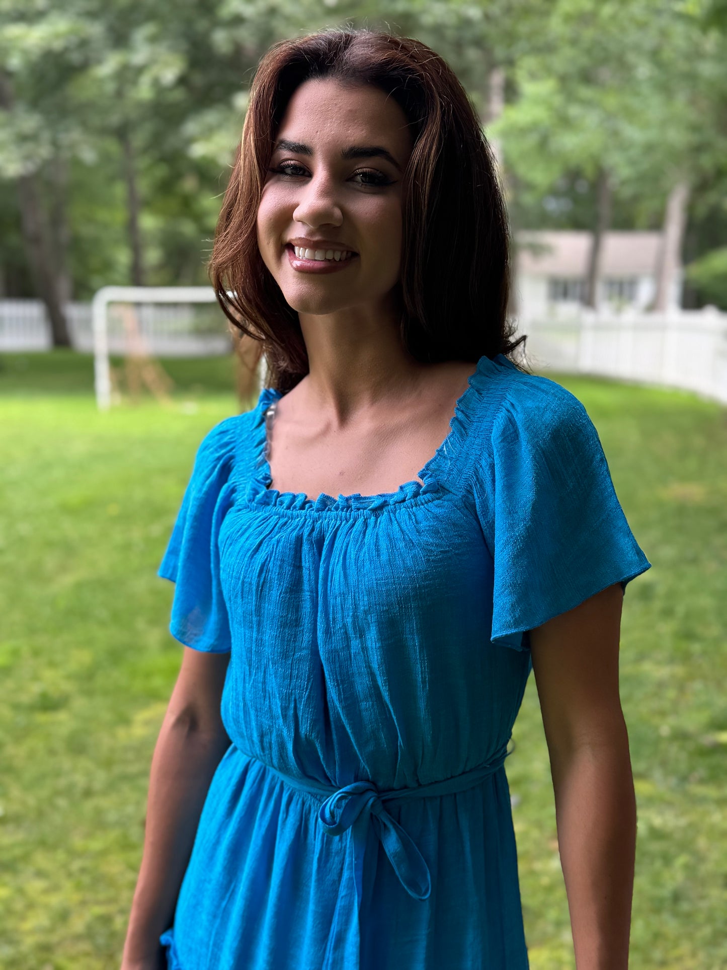 Ruffle Tiered Cropped Maxi with Lining (Available in Dark Green and Blue)