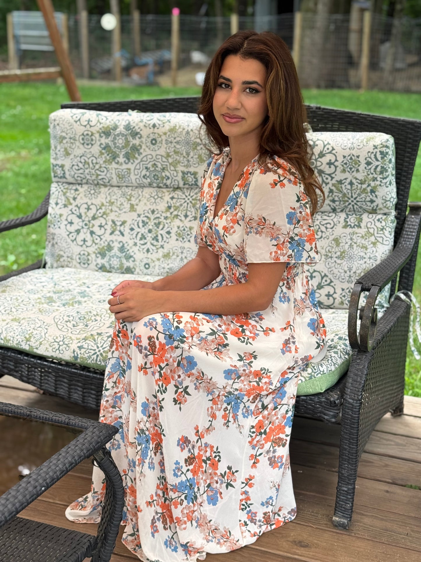 Boho Floral High Waist band (Available in Beige and Navy)