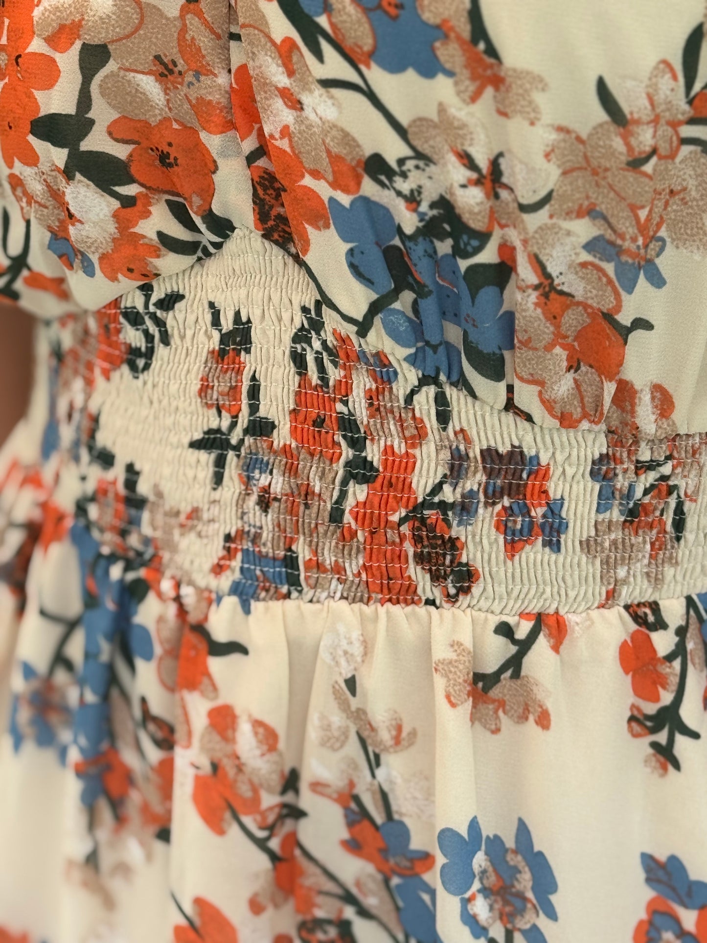 Boho Floral High Waist band (Available in Beige and Navy)