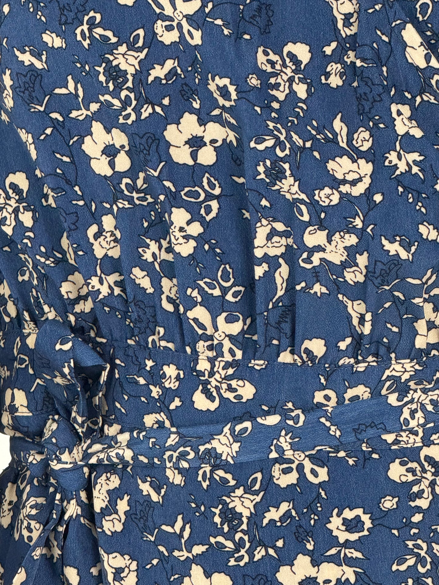 Frida Floral Print Poly Midi Wrap Dress - Deep Blue