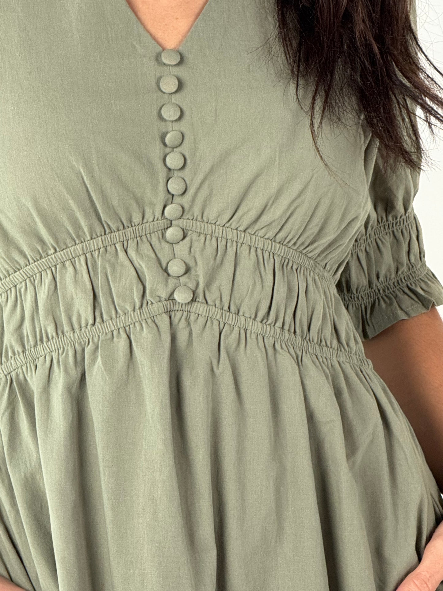 Fitted At Bodice with An A Line Maxi Dress - Vintage Olive