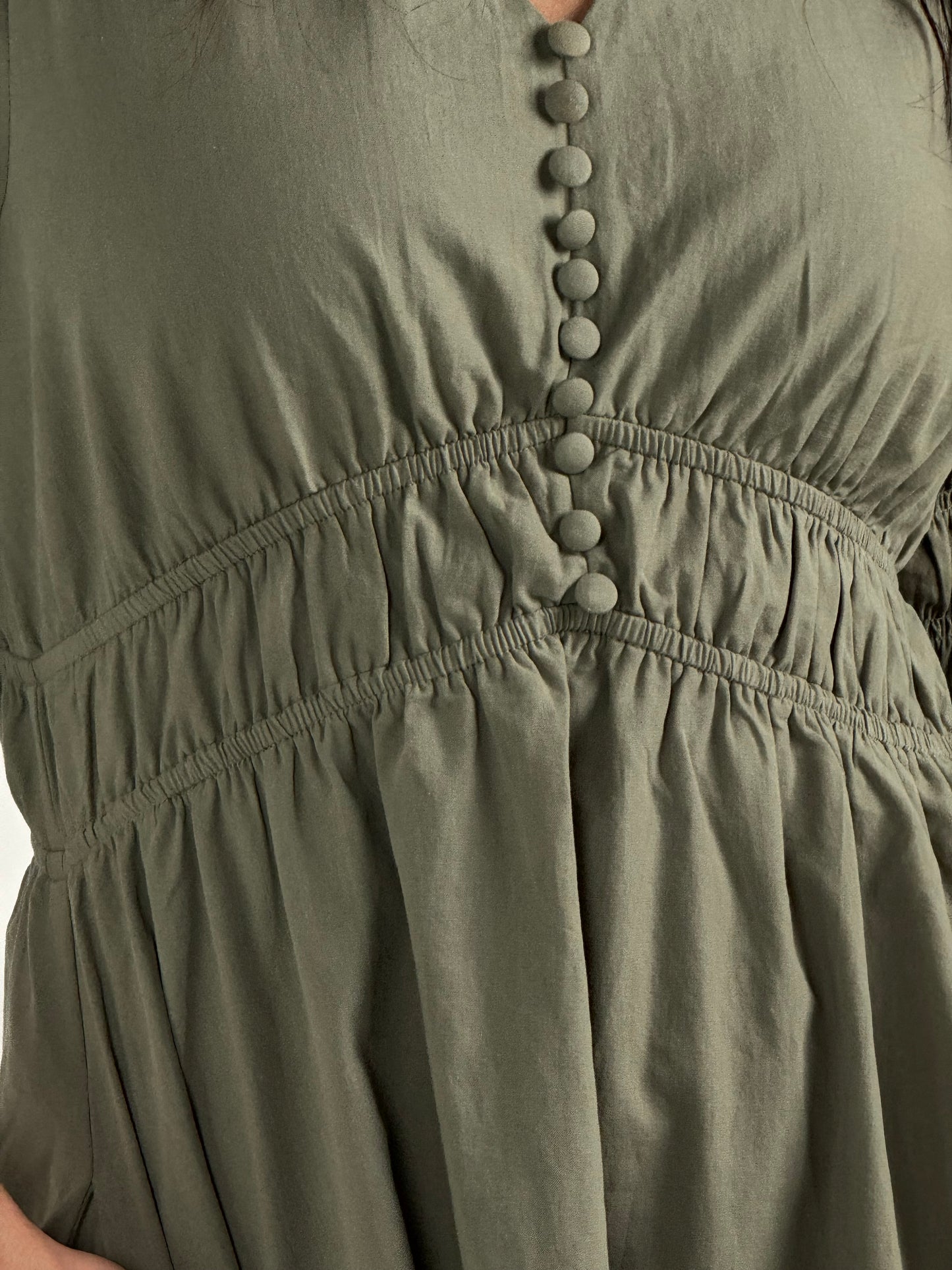 Fitted At Bodice with An A Line Maxi Dress - Vintage Olive