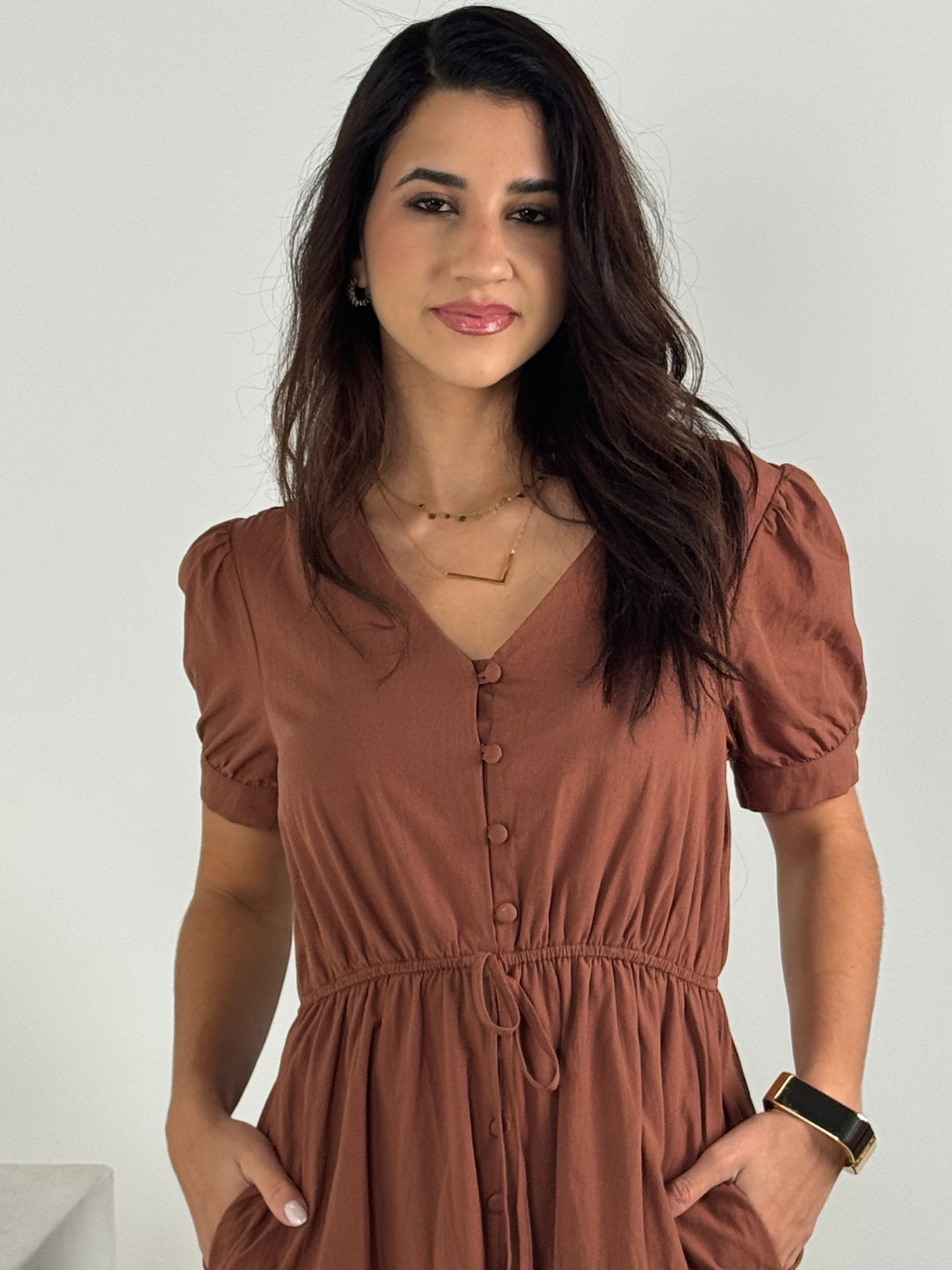 Short Sleeve Ruffle Tiered Maxi Dress - Nutshell