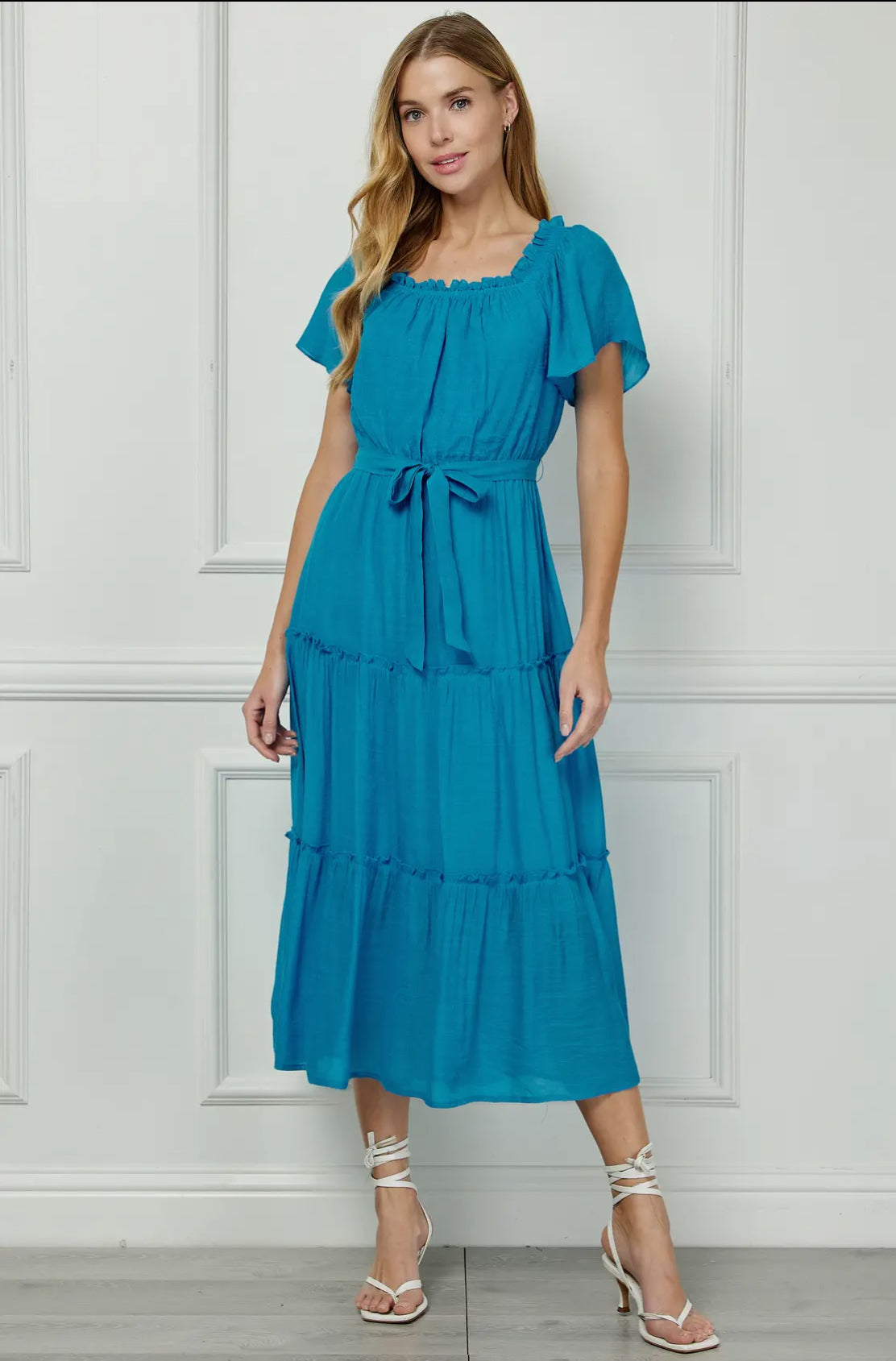 Ruffle Tiered Cropped Maxi with Lining (Available in Dark Green and Blue)