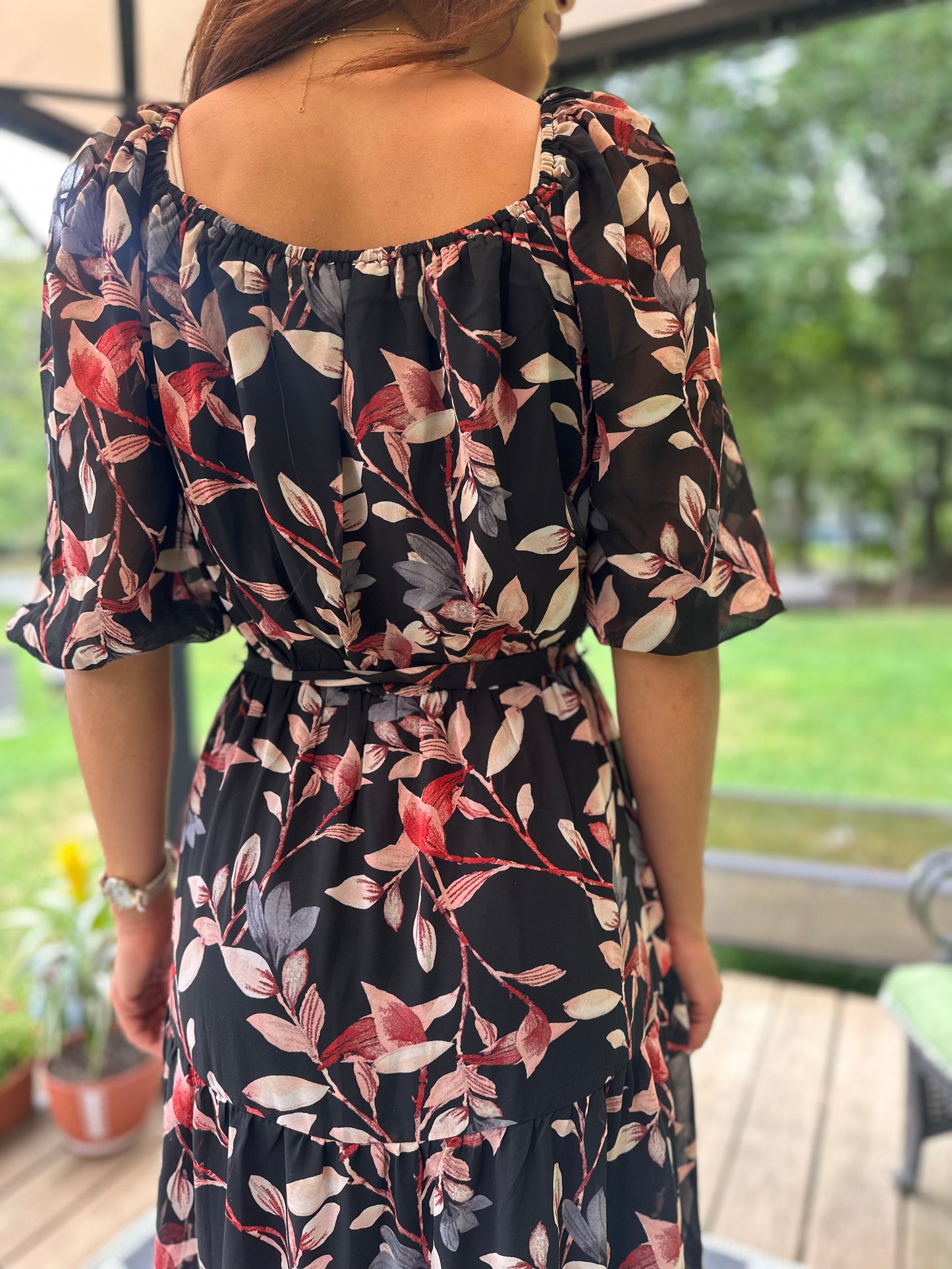 3/4 Surplus Side Tie Ruffle Hem Maxi - Black
