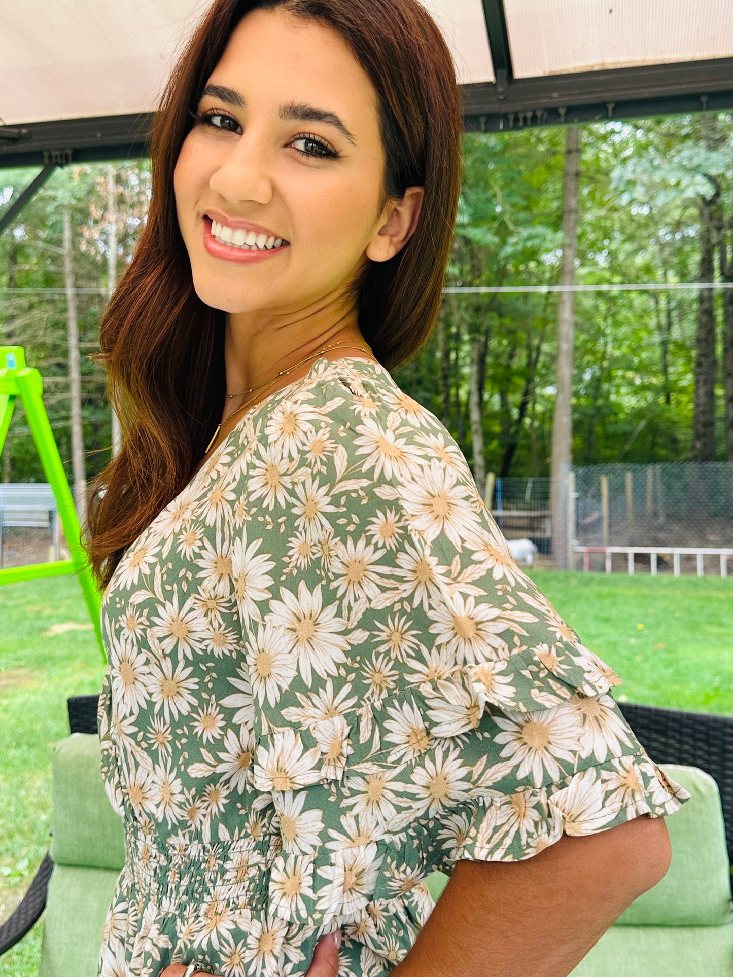 Elegant Kimono Inspired Surplice Dress - Sage